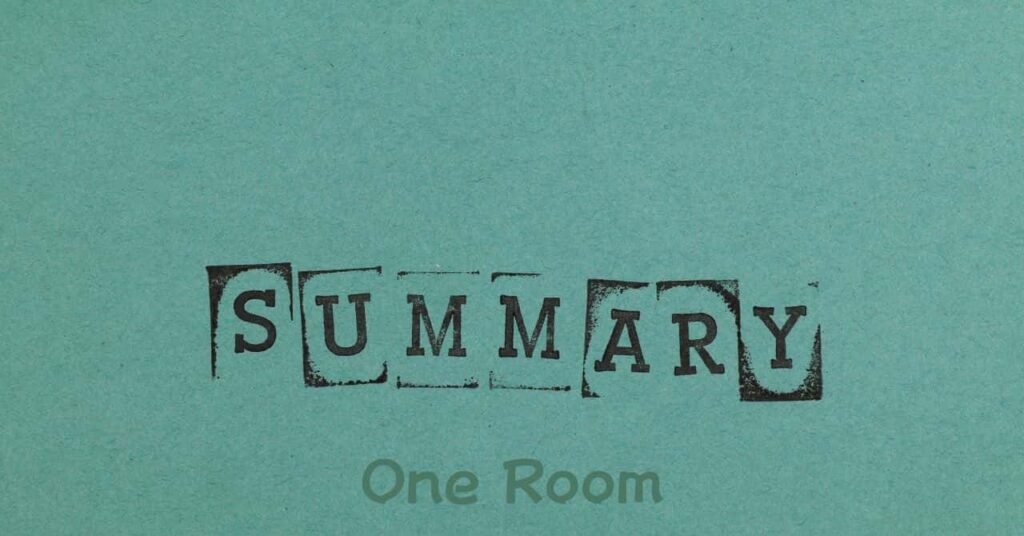 “SUMMARY”の文字がスタンプ風にデザインされた緑の背景画像。片付け習慣に関する記事のまとめと読者へのメッセージを締めくくるセクションを示している。